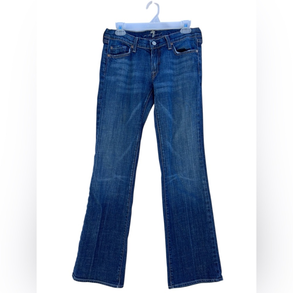 7 For All Mankind Women's mid Wash low rise boot cut Jeans 29  USA